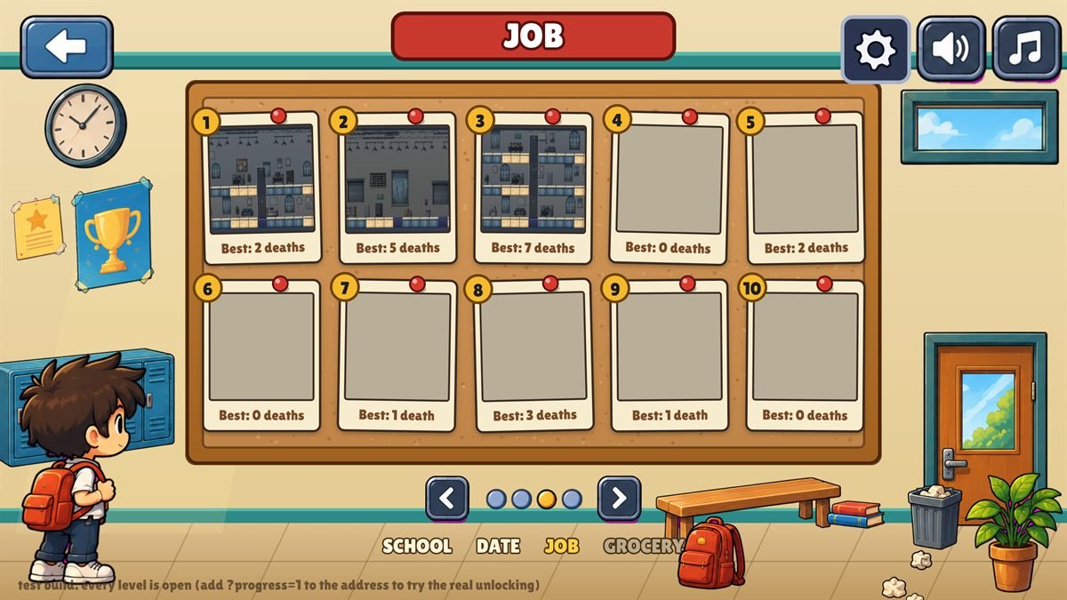 The Life Is Unfair level select screen.